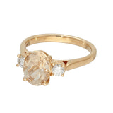 9ct Rose Gold 1.63ct Oval Morganite & Diamond Trilogy Ring