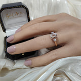 9ct Rose Gold 1.63ct Oval Morganite & Diamond Trilogy Ring