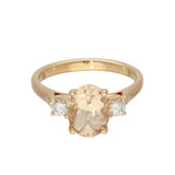 9ct Rose Gold 1.63ct Oval Morganite & Diamond Trilogy Ring