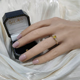 9ct Yellow Gold Oval Yellow Sapphire with Baguette Diamonds Shoulders Ring