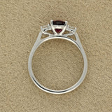 9ct White Gold 1.87ct Oval Purple Garnet & Diamond Trilogy Ring