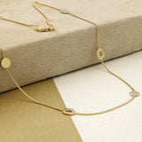 9ct Yellow Gold Circle Motif Curb Link Necklace 18"