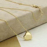 9ct Yellow Gold 17" Trace Link Chain with Heart Pendant