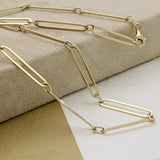 9ct Yellow Gold Elongated Oval 'Paperclip' Chain Necklace 18"
