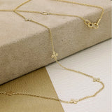 9ct Yellow Gold Clover Leaf Motif Trace Link Necklace 18"