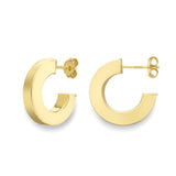 9ct Yellow Gold Sqaure Edge Half Hoop Stud Earrings 10mm