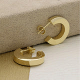 9ct Yellow Gold Sqaure Edge Half Hoop Stud Earrings 10mm