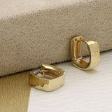 9ct Yellow Gold Hammered Effect Small Square Huggie Hoop Earrings