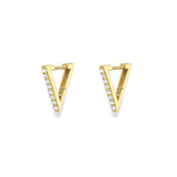 9ct Yellow Gold V-Shape Triangular Cubic Zirconia Huggie Earrings