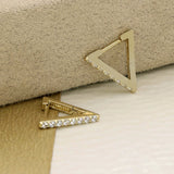 9ct Yellow Gold V-Shape Triangular Cubic Zirconia Huggie Earrings