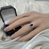 9ct White Gold 1.14ct Oval Sapphire & 0.70ct Diamond Halo Cluster Ring