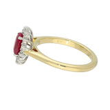 9ct Yellow Gold 1.13ct Oval Ruby & 0.25t Diamond Halo Cluster Ring