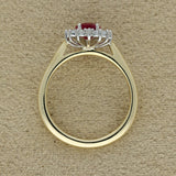 9ct Yellow Gold 1.13ct Oval Ruby & 0.25t Diamond Halo Cluster Ring