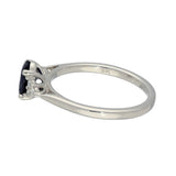 9ct White Gold 0.91cts Oval Cut Sapphire With Diamond Trefoil Shoulders Ring