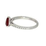 9ct White Gold 0.65ct Pear Cut Ruby With Diamond Set Shoulders