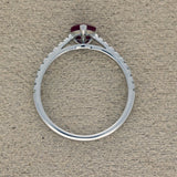9ct White Gold 0.65ct Pear Cut Ruby With Diamond Set Shoulders