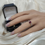 9ct White Gold 0.65ct Pear Cut Ruby With Diamond Set Shoulders