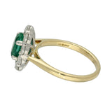 9ct Yellow Gold 1.24ct Oval Emerald & 0.80ct Diamond Halo Cluster Ring