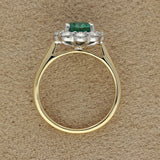 9ct Yellow Gold 1.24ct Oval Emerald & 0.80ct Diamond Halo Cluster Ring