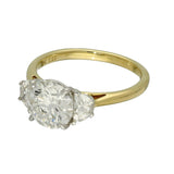 9ct Yellow Gold Laboratory-Grown Diamond 2ct Round Brilliant with Half Moon Cuts Trilogy Ring