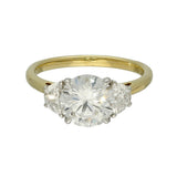 9ct Yellow Gold Laboratory-Grown Diamond 2ct Round Brilliant with Half Moon Cuts Trilogy Ring
