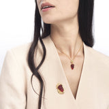 Lalique Vigne Brooch, Red Crystal & 18K Gold Plated 10756100