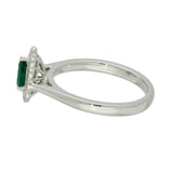 Platinum Pear Cut Emerald & Diamond Teardrop Halo Ring