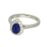 Platinum Pear Cut Sapphire & Diamond Teardrop Halo Ring