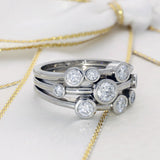 Platinum 1.00ct Diamond Triple Row Bubble Ring