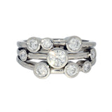Platinum 1.00ct Diamond Triple Row Bubble Ring