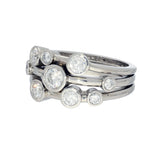 Platinum 1.00ct Diamond Triple Row Bubble Ring