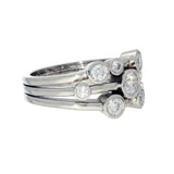 Platinum 1.00ct Diamond Triple Row Bubble Ring