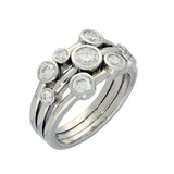Platinum 1.00ct Diamond Triple Row Bubble Ring