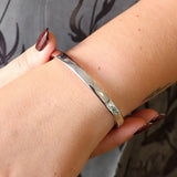 Silver Hollow Hinged Open Cuff Squared Bangle