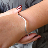 Silver Solid Wavy Torque Bangle