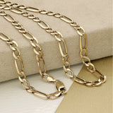 Pre-owned 9ct Yellow Gold 22" Curb Figaro Chain 16.4g