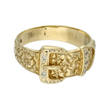 Pre-Owned 9ct Yellow Gold Patterned Diamond Set Buckle Ring 1994