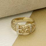 Pre-Owned 9ct Yellow Gold Patterned Diamond Set Buckle Ring 1994