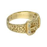 Pre-Owned 9ct Yellow Gold Patterned Diamond Set Buckle Ring 1994
