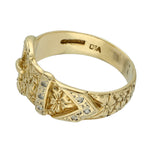 Pre-Owned 9ct Yellow Gold Patterned Diamond Set Buckle Ring 1994