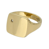 Pre-Owned 9ct Yellow Gold Square Signet Ring With Single Diamond
