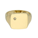 Pre-Owned 9ct Yellow Gold Square Signet Ring With Single Diamond