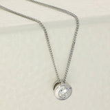 9ct White Gold Bezel Set 0.30ct Diamond Solitaire Pendant Necklace