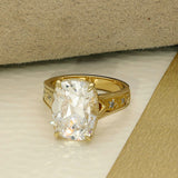 18ct Yellow Gold 8ct Laboratory-Grown Old Mine Cut Diamond Large Deco Cocktail Ring