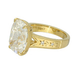 18ct Yellow Gold 8ct Laboratory-Grown Old Mine Cut Diamond Large Deco Cocktail Ring