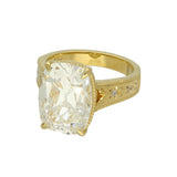 18ct Yellow Gold 8ct Laboratory-Grown Old Mine Cut Diamond Large Deco Cocktail Ring