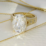 18ct Yellow Gold 8ct Laboratory-Grown Old Mine Cut Diamond Large Deco Cocktail Ring