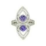 18ct White Gold Tanzanite & Pave Diamond Cocktail Ring