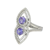 18ct White Gold Tanzanite & Pave Diamond Cocktail Ring