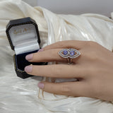 18ct White Gold Tanzanite & Pave Diamond Cocktail Ring